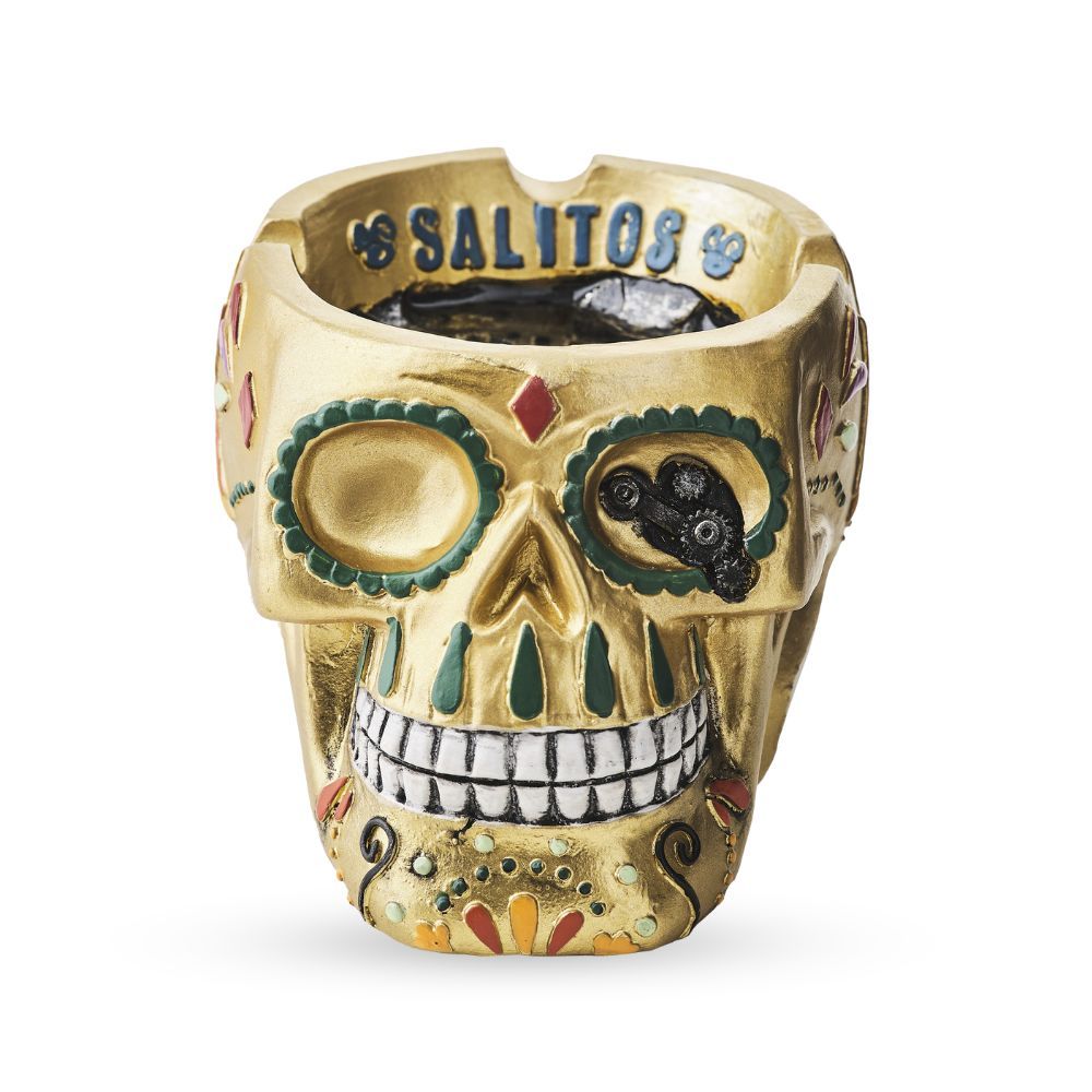 Salitos Aschenbecher Gold Totenkopf Skull Ashtray für Bar & Bier