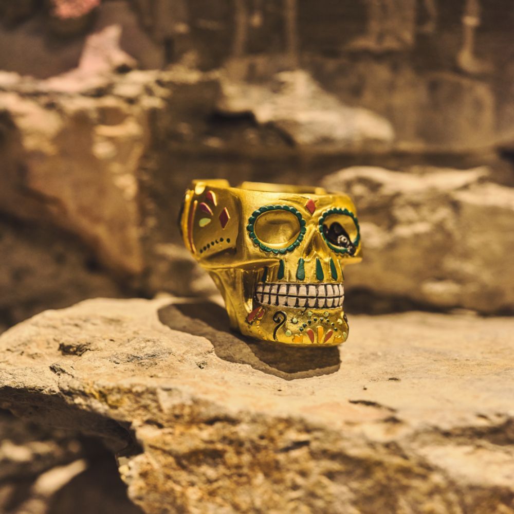 Salitos Aschenbecher Gold Totenkopf Skull Ashtray für Bar & Bier – Ansicht 4