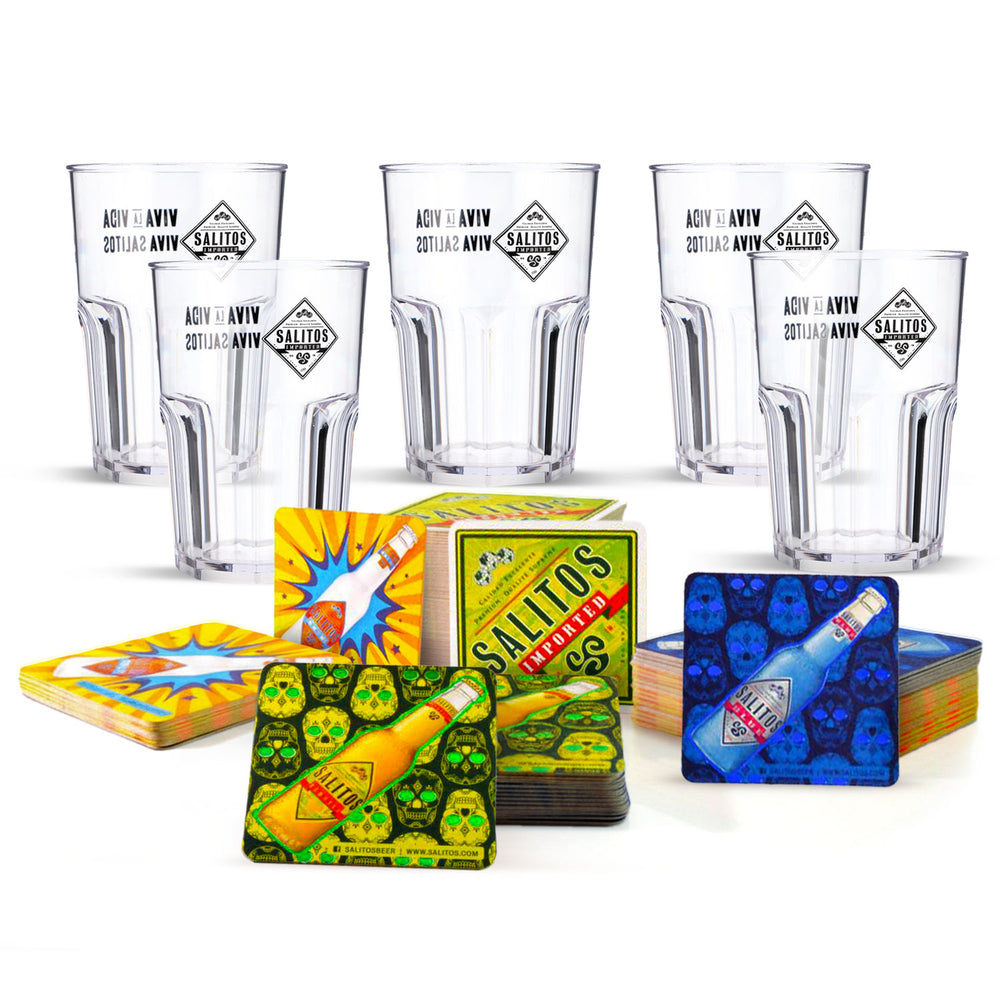 Salitos Bar Bundle Set I aus 5x Salitos Gläsern 0,4l und 100x Bierdeckel