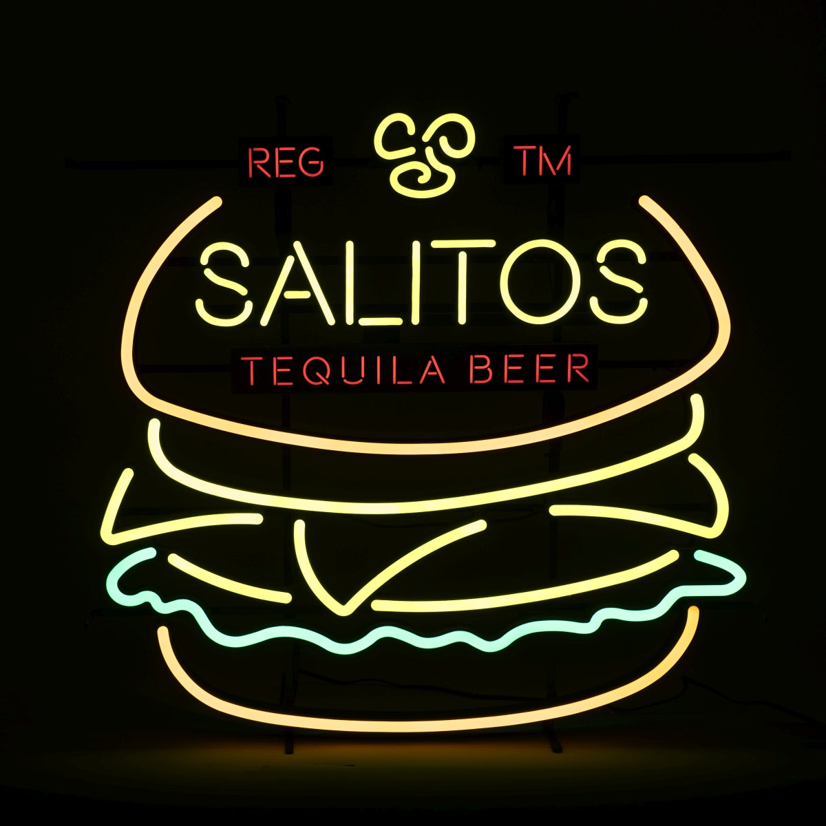 Salitos Bier Leuchtreklame Burger 75x70 cm gebraucht LED Schild Neon Sign Bar – Ansicht 2
