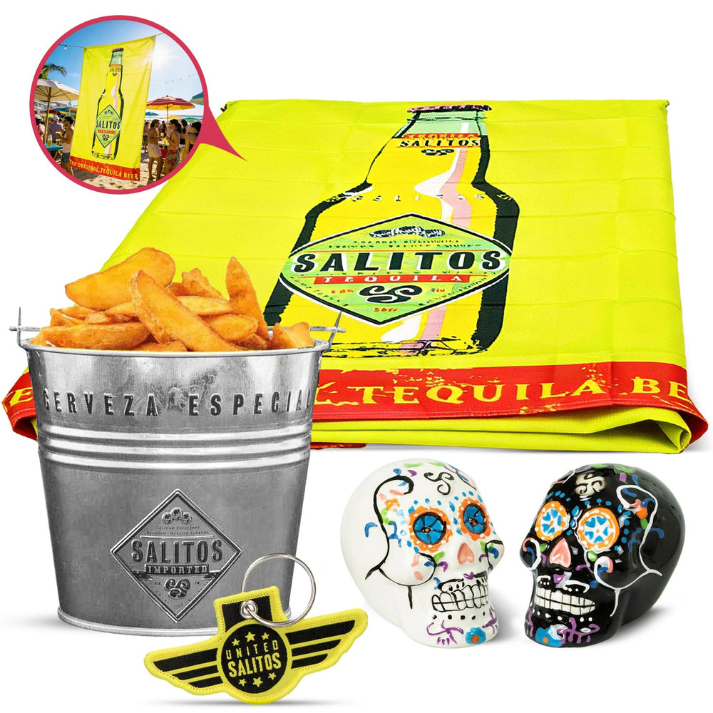 Salitos Fan Bundle Set I aus Mini Eimer Salz u Pfefferstreuer Banner Anhänger