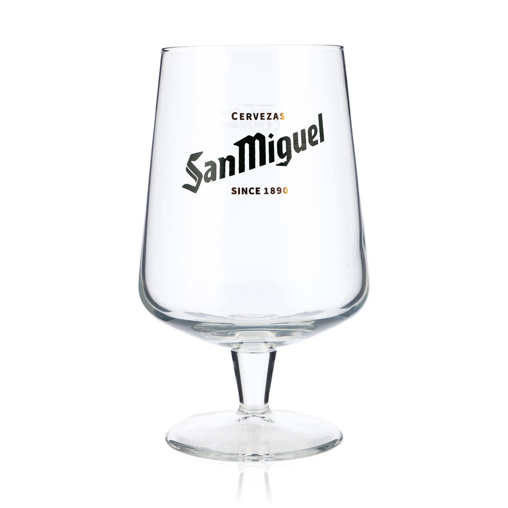 San Miguel Bier Glas Biergläser 0,5l Pokal bauchige Ausführung grünes Logo