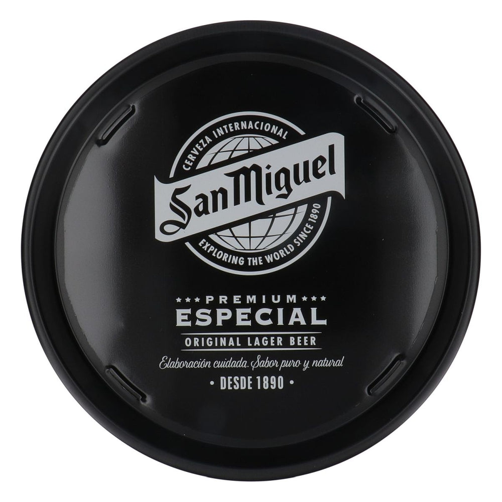 San Miguel Bier Vollmetall Serviertablett Kellnertablett schwarz Rund