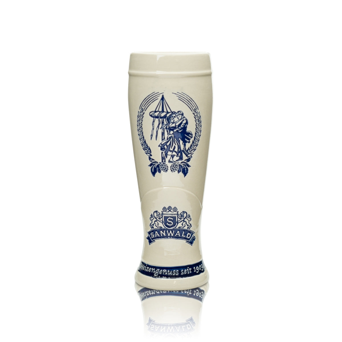 Sanwald Bier Glas 0,5l Weißbier Ton Relief "Tanzpaar" Hefe Weizen Gläser Krug