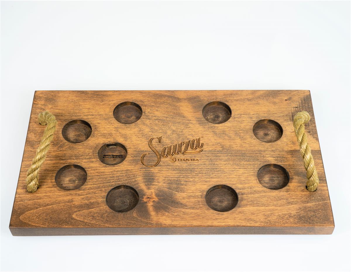 Sauza Tequila Tablett Serviertablett Echtholz Tray für Shot Gläser – Ansicht 2