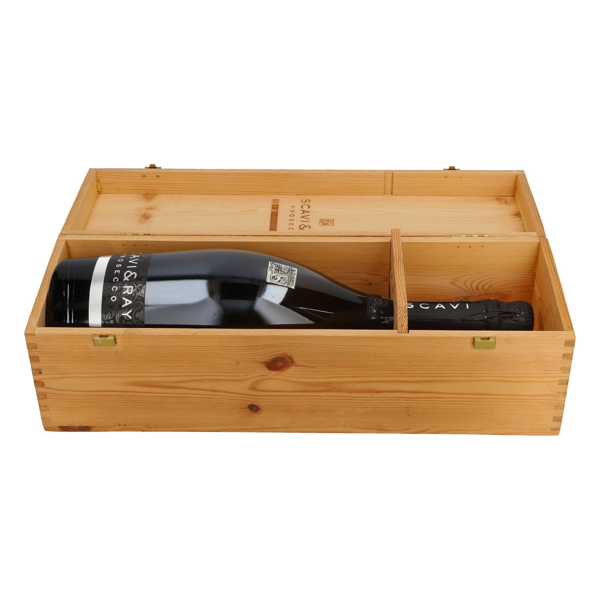 Scavi & Ray Prosecco Show Echtglas Flasche Dekoflasche Showbottle 1,5l Mit Holzbox – Ansicht 3