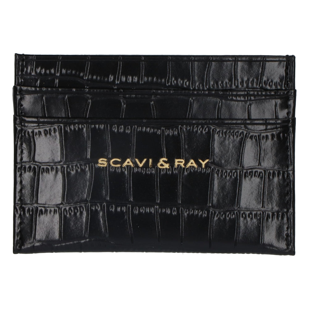 Scavi & Ray Sekt Credit Card Holder Schwarz Brieftasche Visitenkartentasche Kroko Optik
