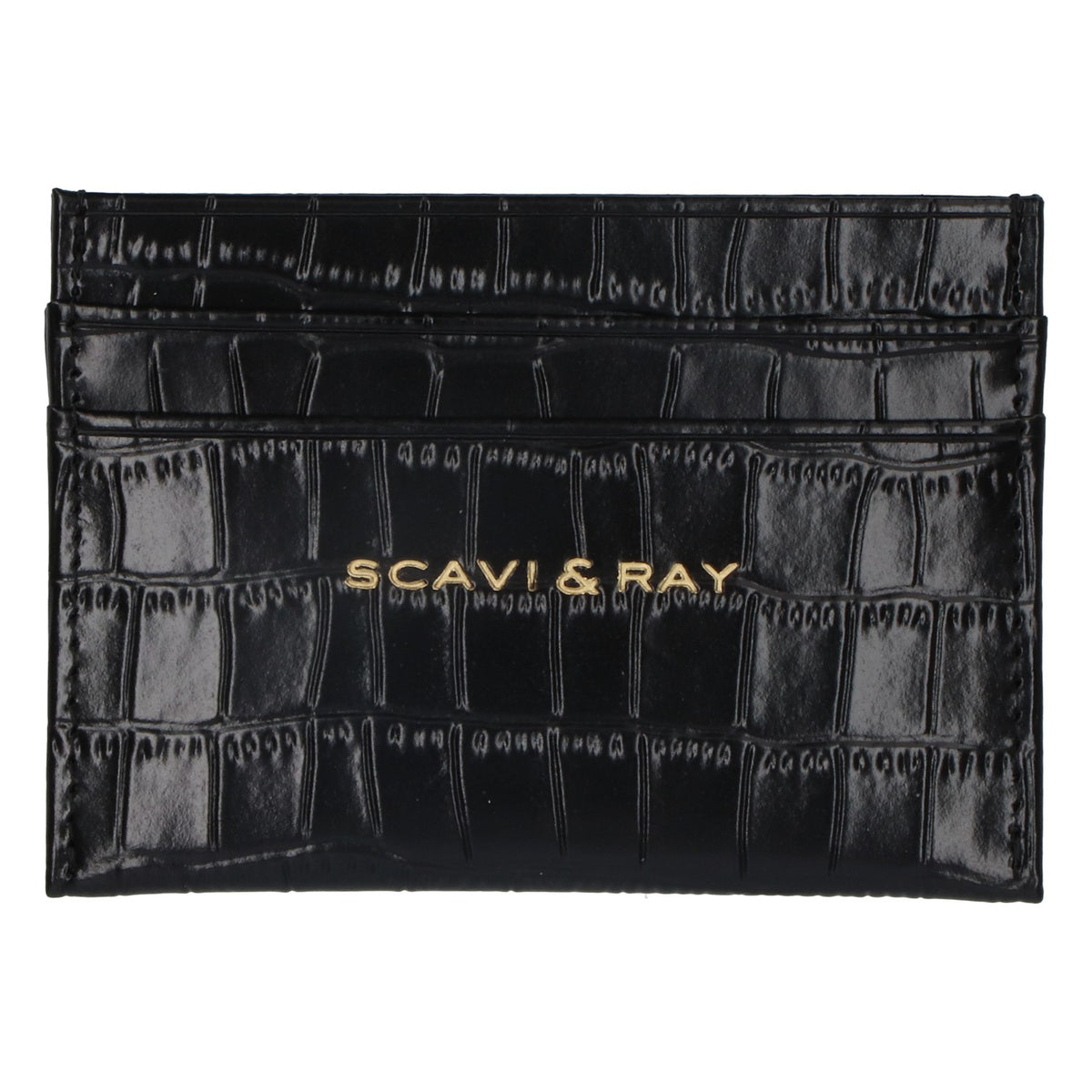 Scavi & Ray Sekt Credit Card Holder Schwarz Brieftasche Visitenkartentasche Kroko Optik
