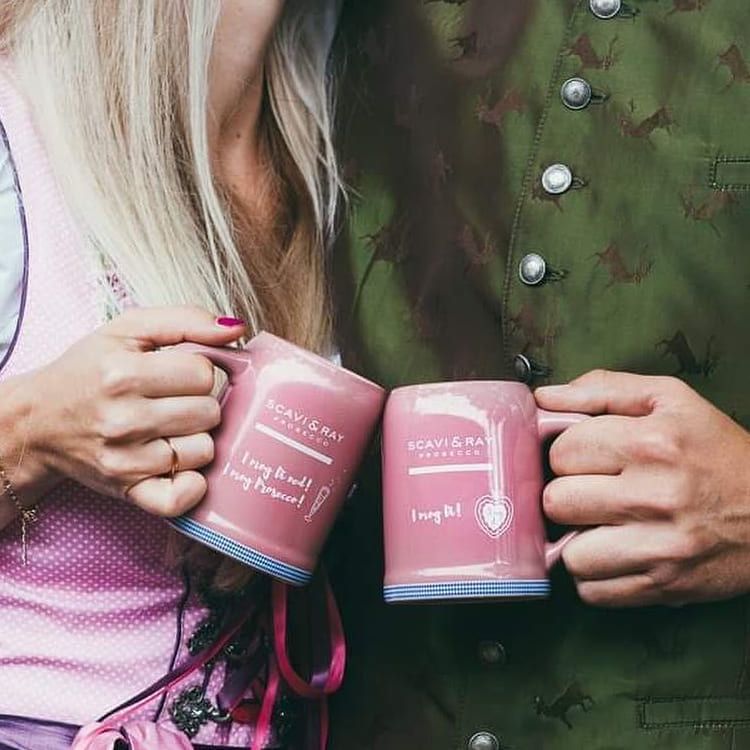 Scavi & Ray Tonkrug pink Volksfest Glas 0,45l Keramik Prosecco Champagner Gläser – Ansicht 3