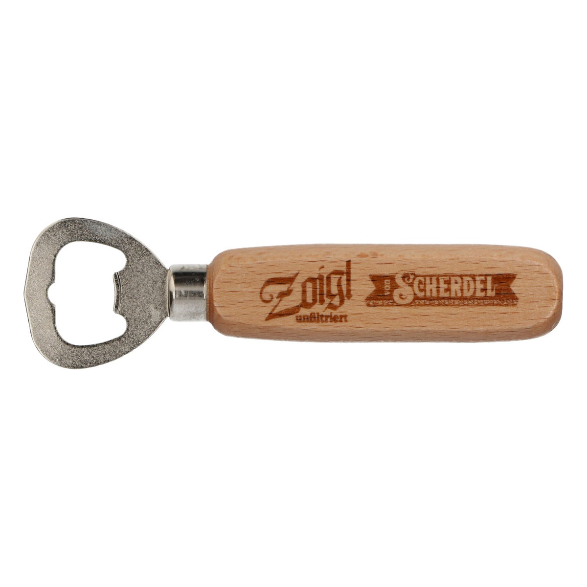 Scherdel Bier Retro Flaschenöffner Kapselöffner Holz Zoigl unfiltriert – Ansicht 2