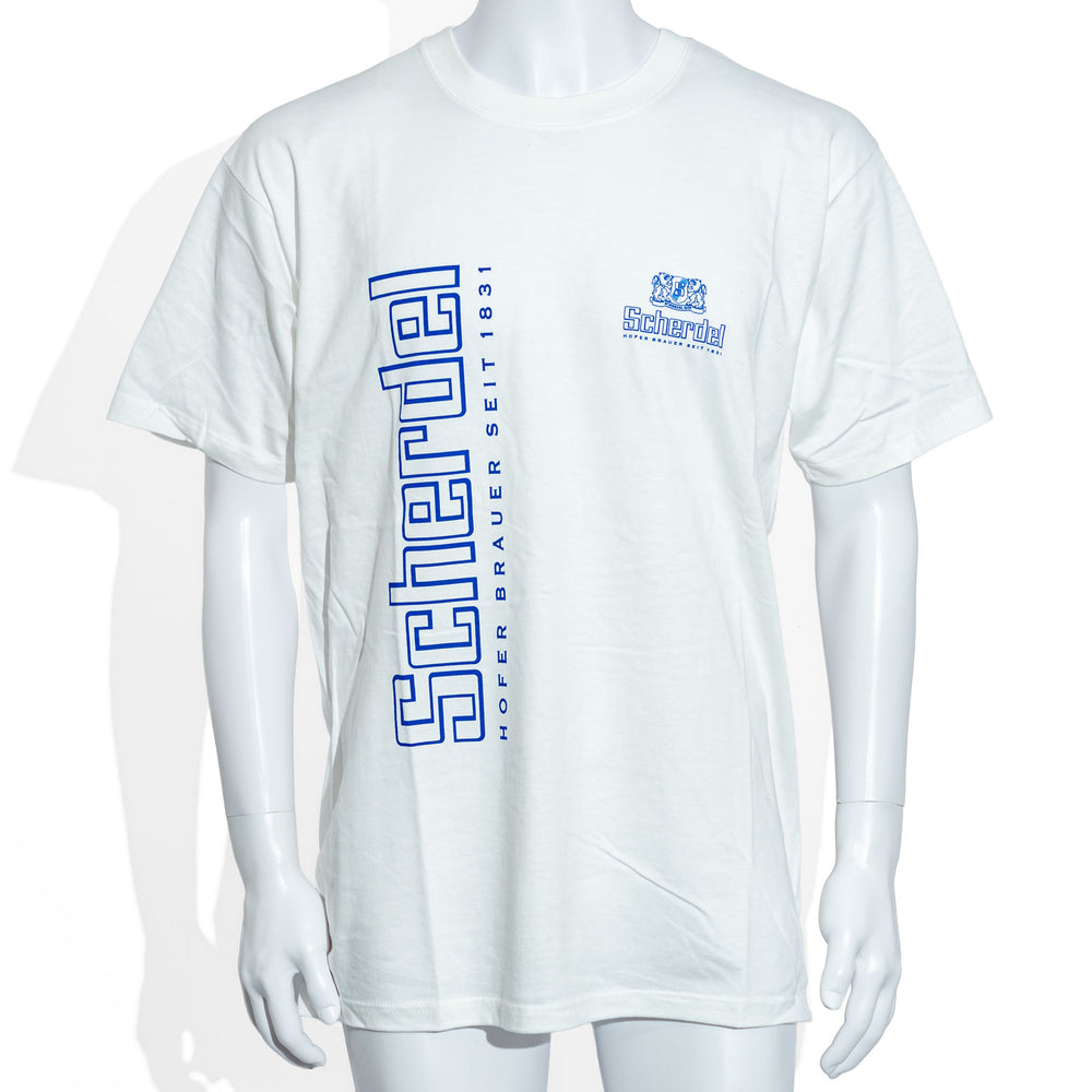 Scherdel Bier T-Shirt Gr. XL Logo groß Senkrecht weiß
