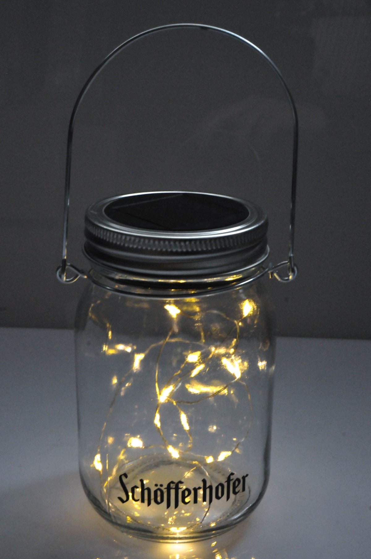 Schöfferhofer LED Solar Balkon Leuchte Tischlampe Hängeleuchte Einmachglas – Ansicht 5