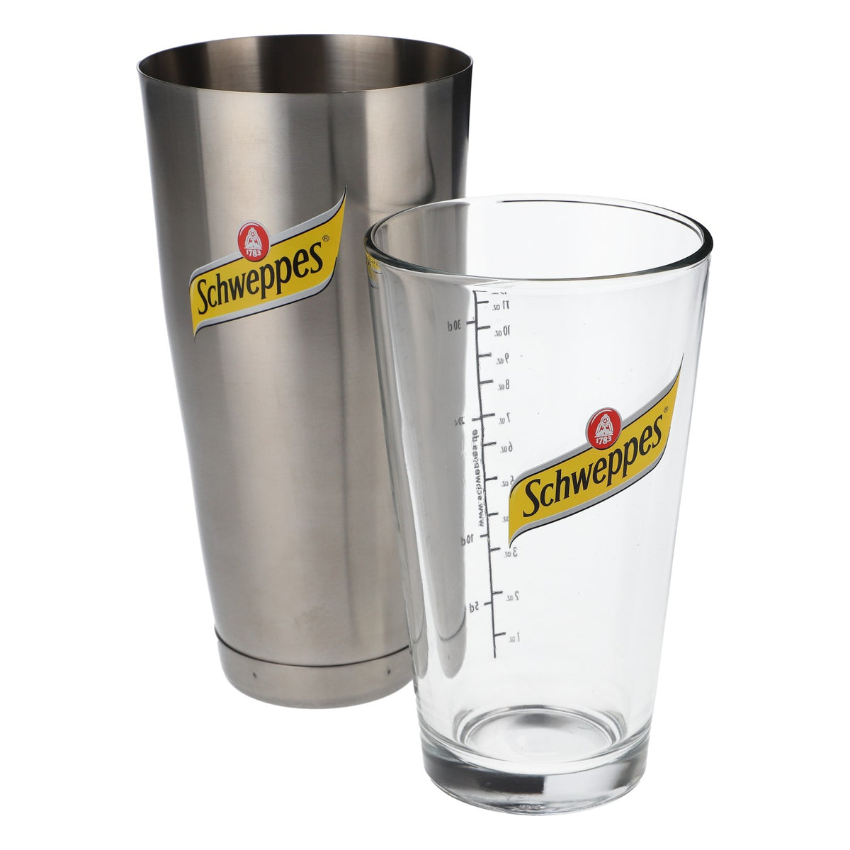 Schweppes Softdrink Shaker Barzubehör Cocktailglas Mixer Edelstahl/Glas – Ansicht 4