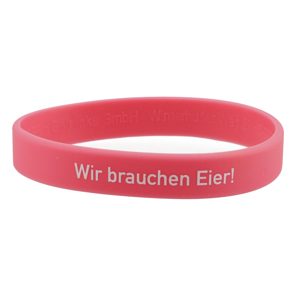 Shatlers Armband FreundschaftsarmbandGummi Pink "Wir brauchen Eier"