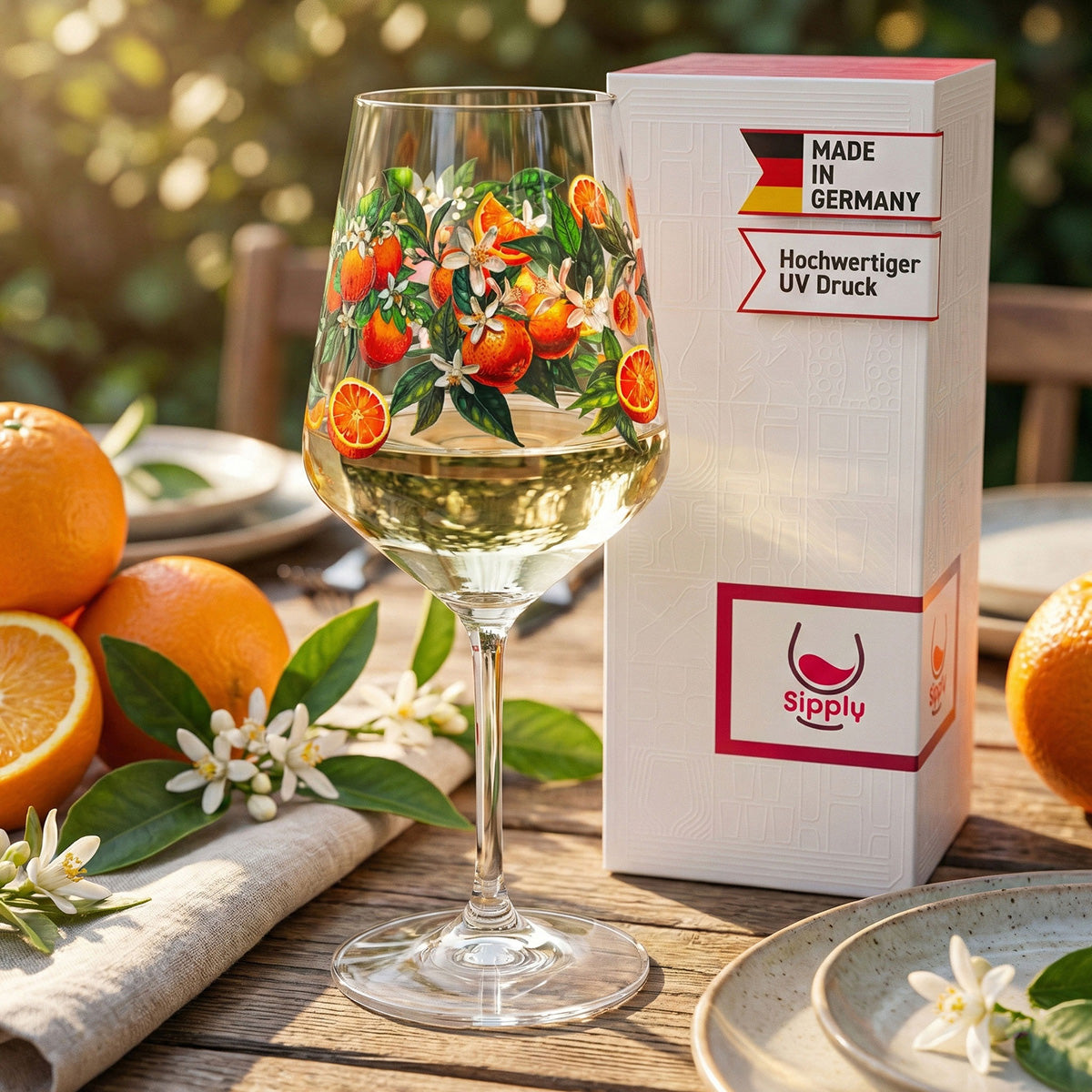 Sipply Aperitifglas Summer Vibes mit Orangen-Motiv für Spritz Getränke Cocktails 0,5l mit Transparenz-Effekt – Ansicht 3