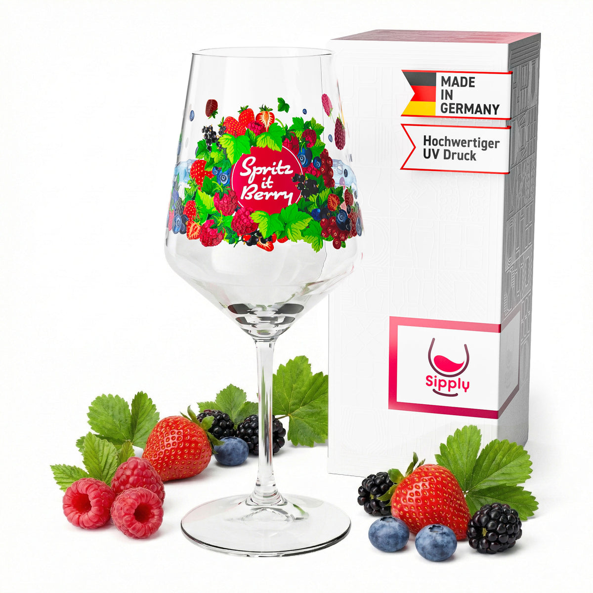 Sipply Aperitifglas Summer Vibes mit Spruch Spritz it Berry 0,5l