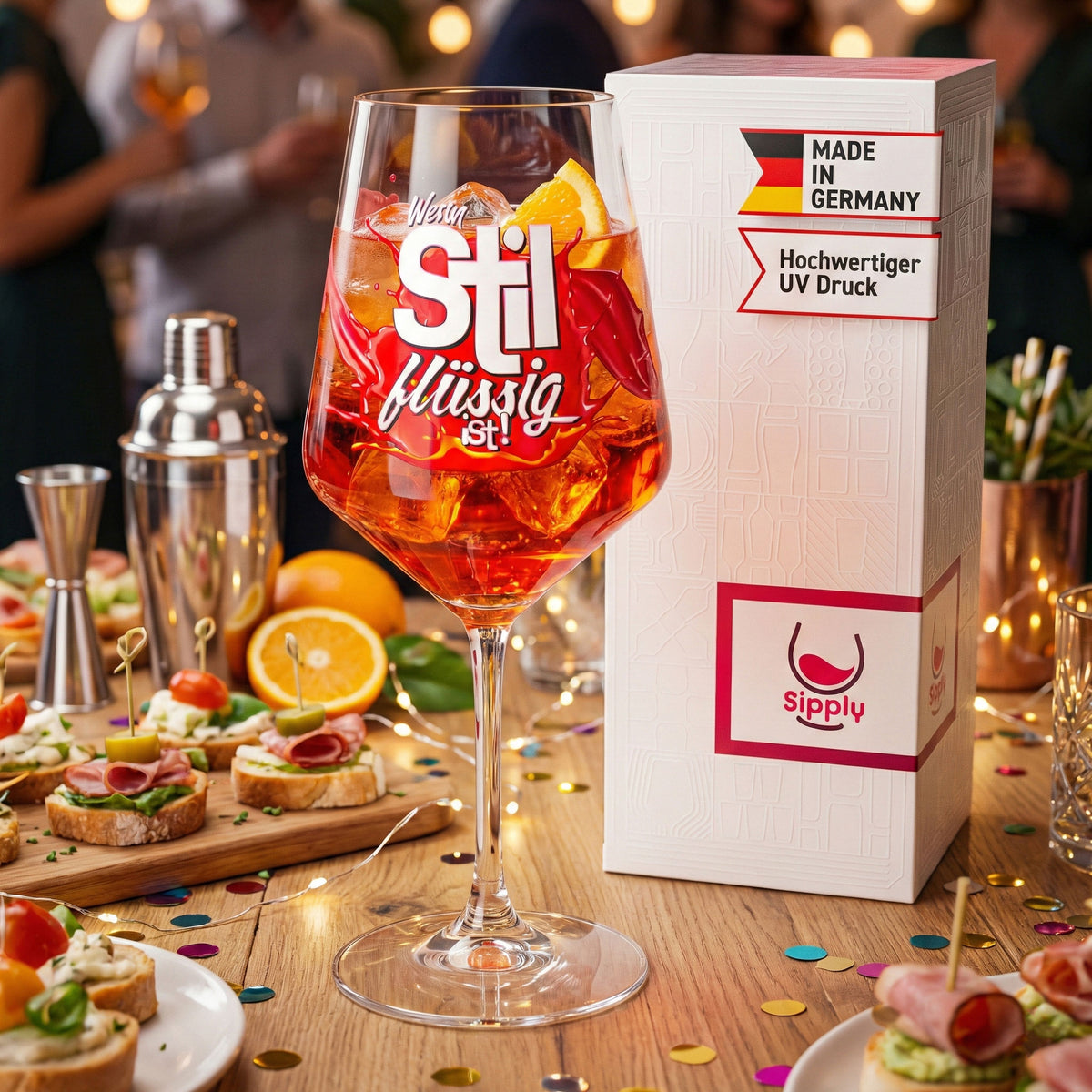 Sipply Aperitifglas Summer Vibes mit Spruch Wenn Stil flüssig ist! 0,5l – Ansicht 2