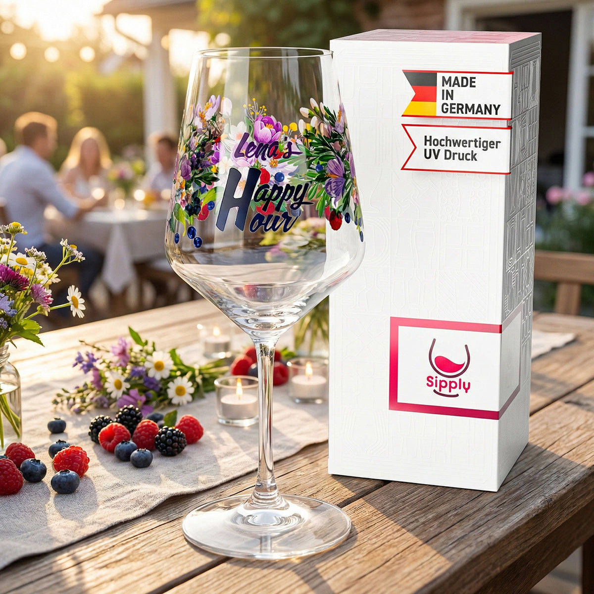 Sipply Aperitifglas Summer Vibes mit Wildbeeren-Motiv für Spritz Getränke Cocktails 0,5l mit Transparenz-Effekt – Ansicht 3