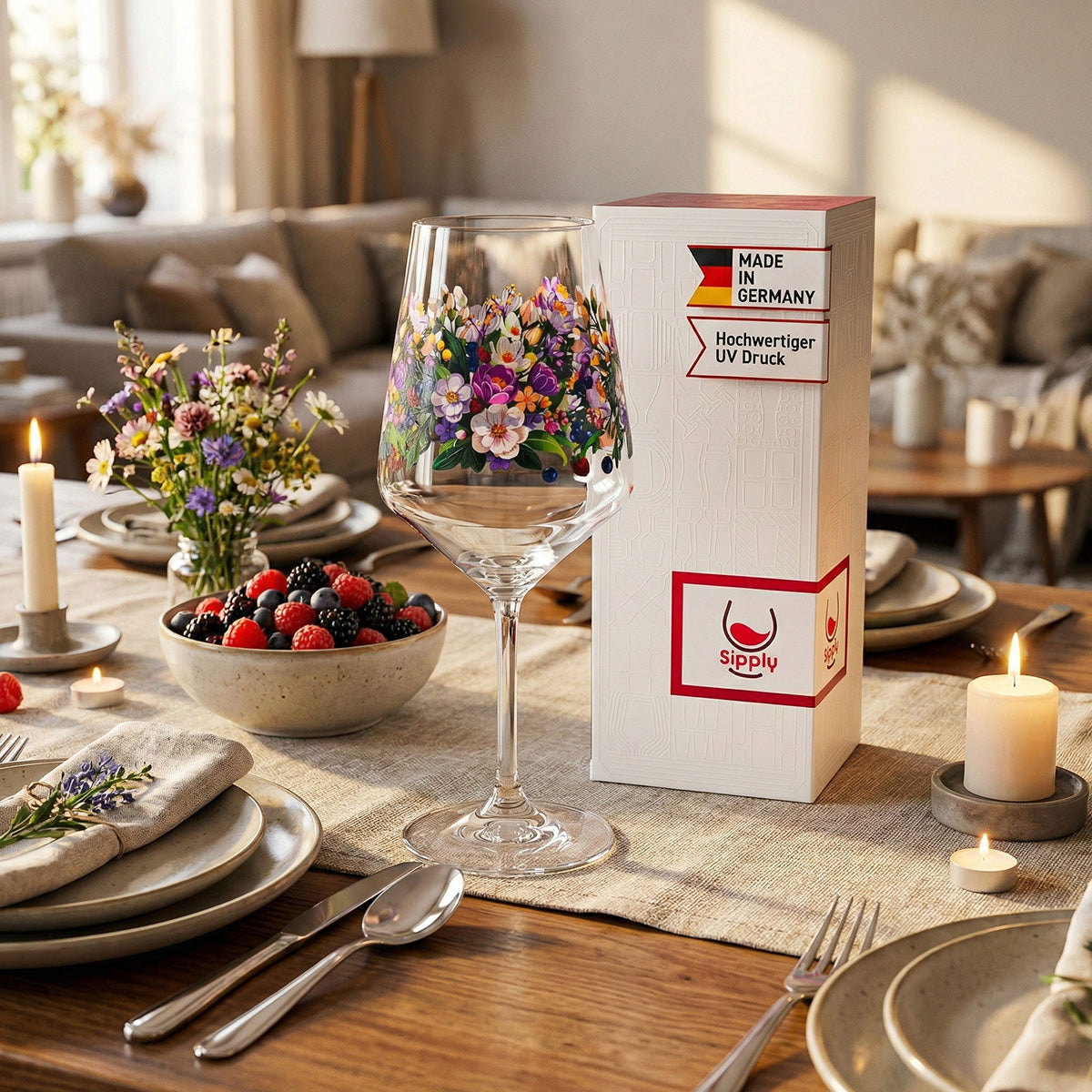 Sipply Aperitifglas Summer Vibes mit Wildbeeren-Motiv für Spritz Getränke Cocktails 0,5l – Ansicht 3