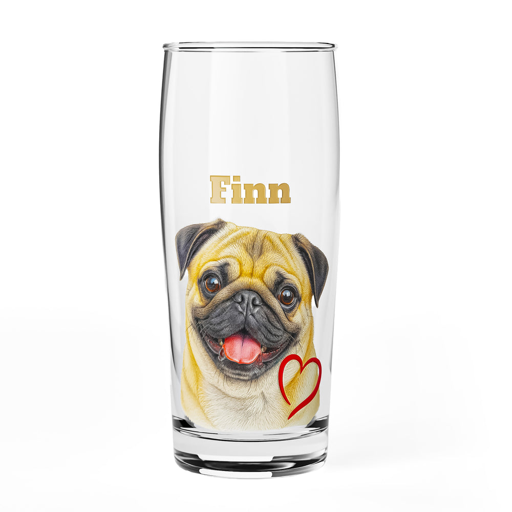 Sipply Bierglas Hunde-Motiv Mops personalisiert mit Name 0,5l