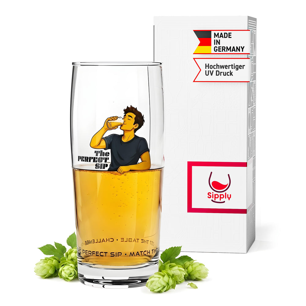 Sipply Bierglas SETTING THE TABLE The Perfect SIP Willibecher 0,5l - Der lustige Social Media-Trend