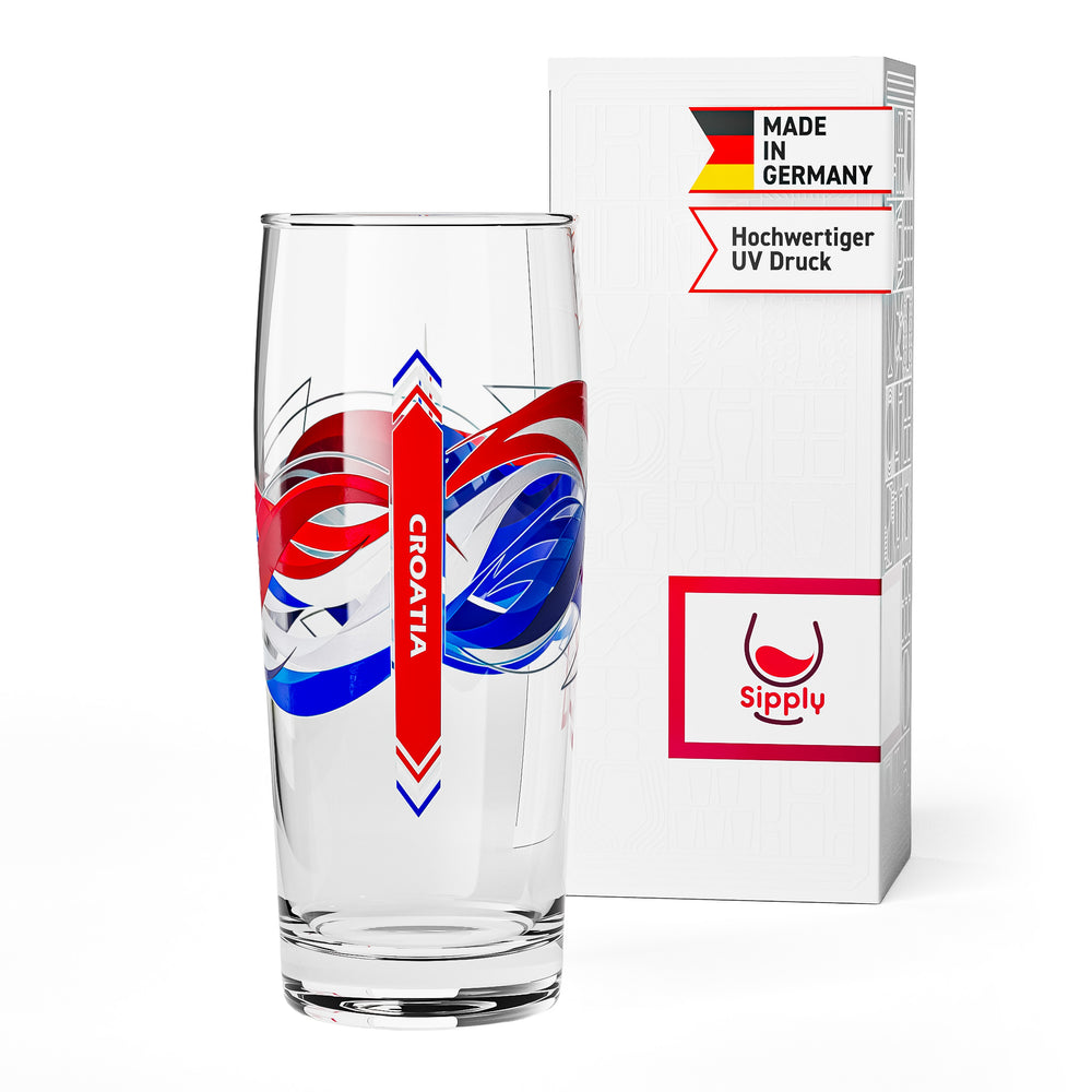 Sipply Bierglas Willibecher 0,5l mit deiner Landes-Flagge Kroatien