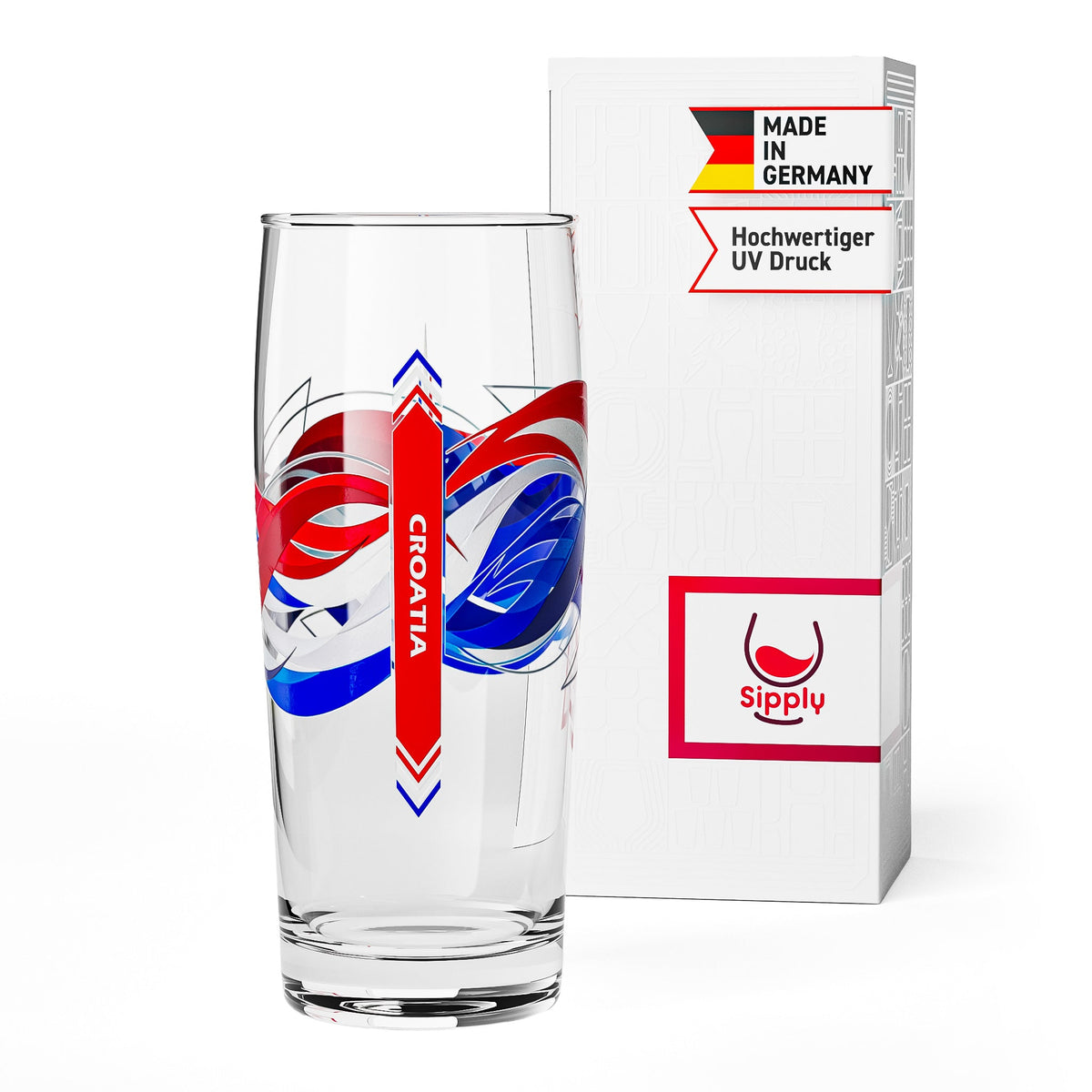 Sipply Bierglas Willibecher 0,3l mit deiner Landes-Flagge Kroatien