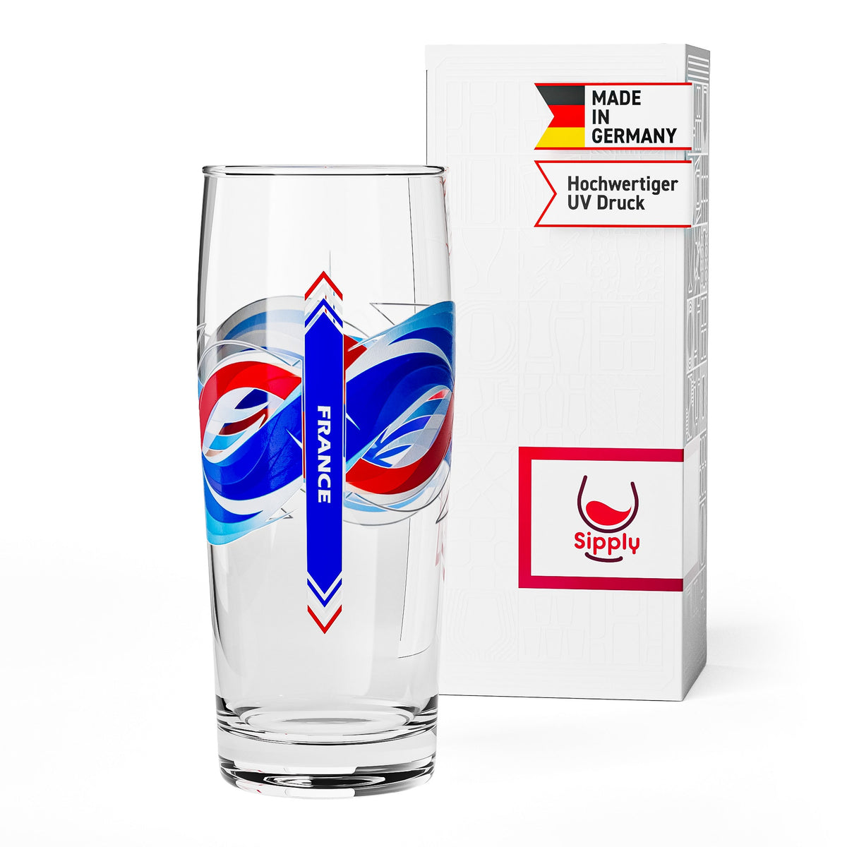 Sipply Bierglas Willibecher 0,3l mit deiner Landes-Flagge Frankreich