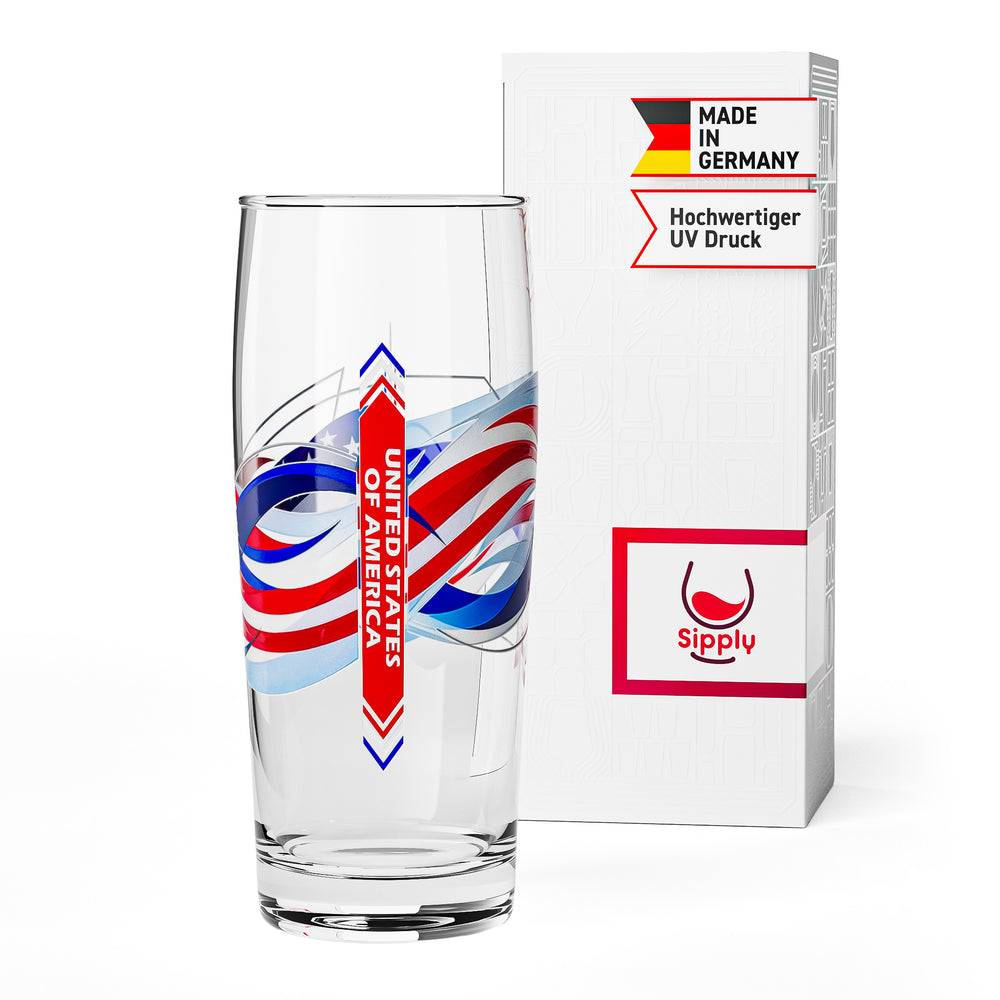Sipply Bierglas Willibecher 0,5l mit deiner Landes-Flagge USA