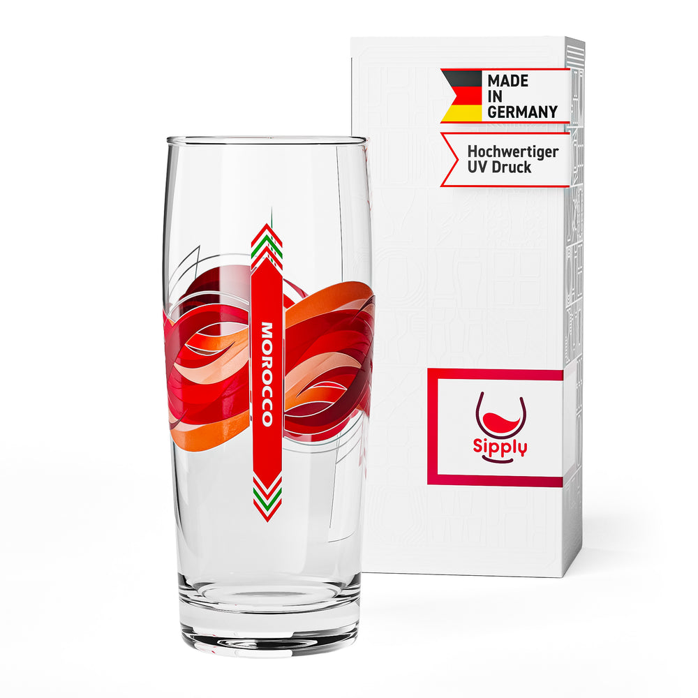Sipply Bierglas Willibecher 0,5l mit deiner Landes-Flagge Marokko