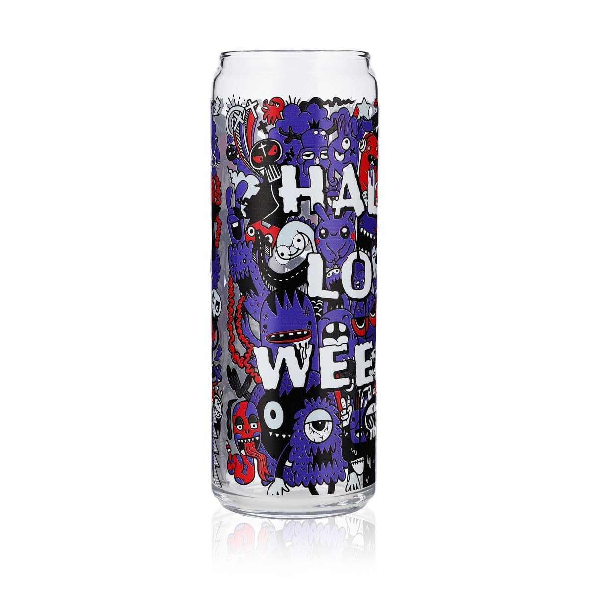 6x Sipply Trinkglas mit Halloween-Motiv Doodle Lila als UV-Druck Can Glass 370ml – Ansicht 3