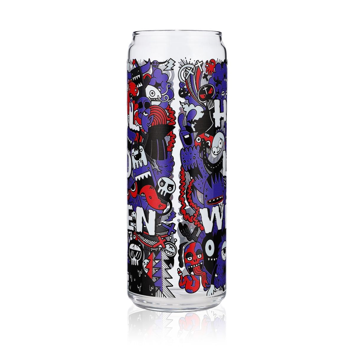 6x Sipply Trinkglas mit Halloween-Motiv Doodle Lila als UV-Druck Can Glass 370ml – Ansicht 5