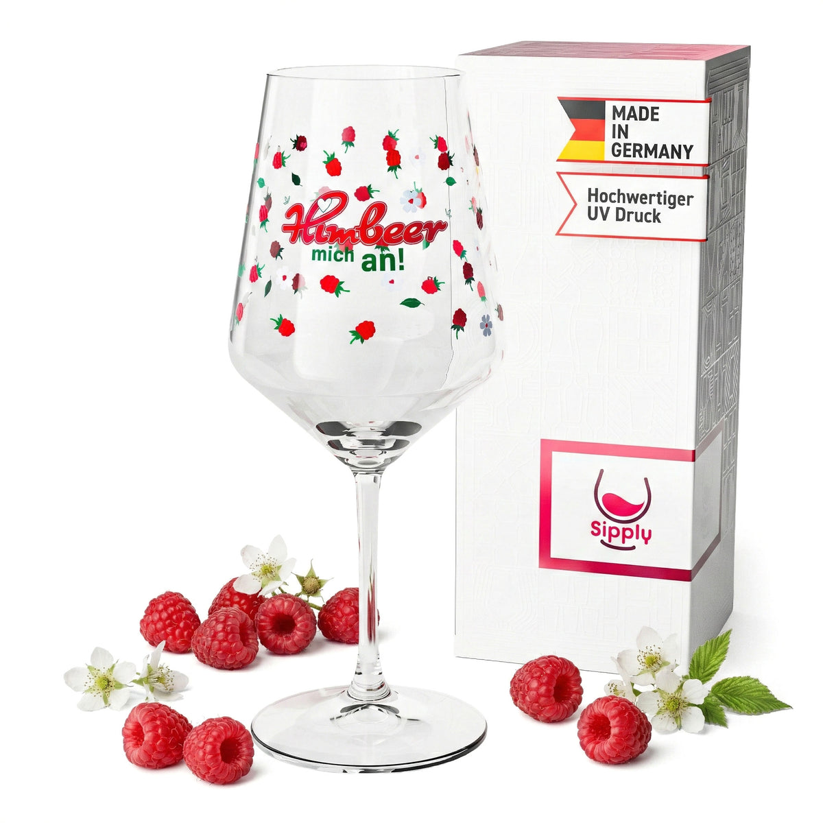 Sipply Weinglas mit lustigem Spruch Himbeer mich an 0,5l