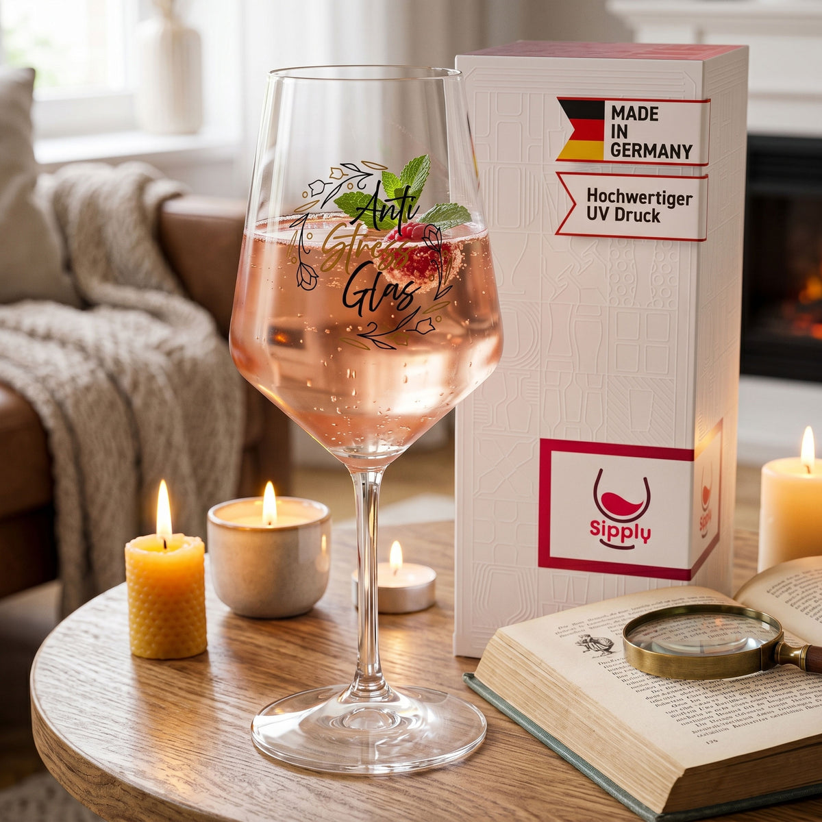 Sipply Weinglas mit Spruch Anti Stress Glas 0,5l – Ansicht 3