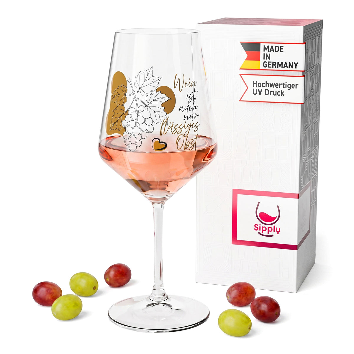 Sipply Weinglas mit Spruch Flüssiges Obst 0,5l