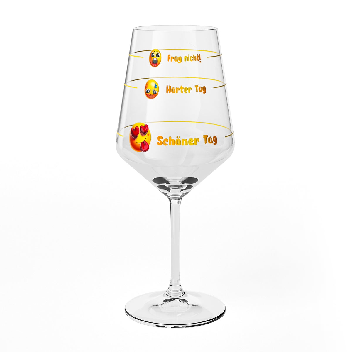Sipply Weinglas mit Spruch Frag nicht Harter Tag Schöner Tag mit Emoji 0,5l – Ansicht 2