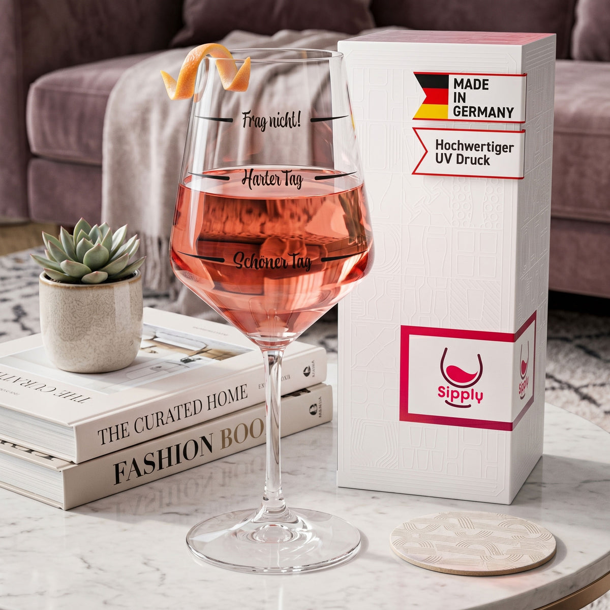 Sipply Weinglas mit Spruch Frag nicht Harter Tag Schöner Tag V2 0,5l – Ansicht 3