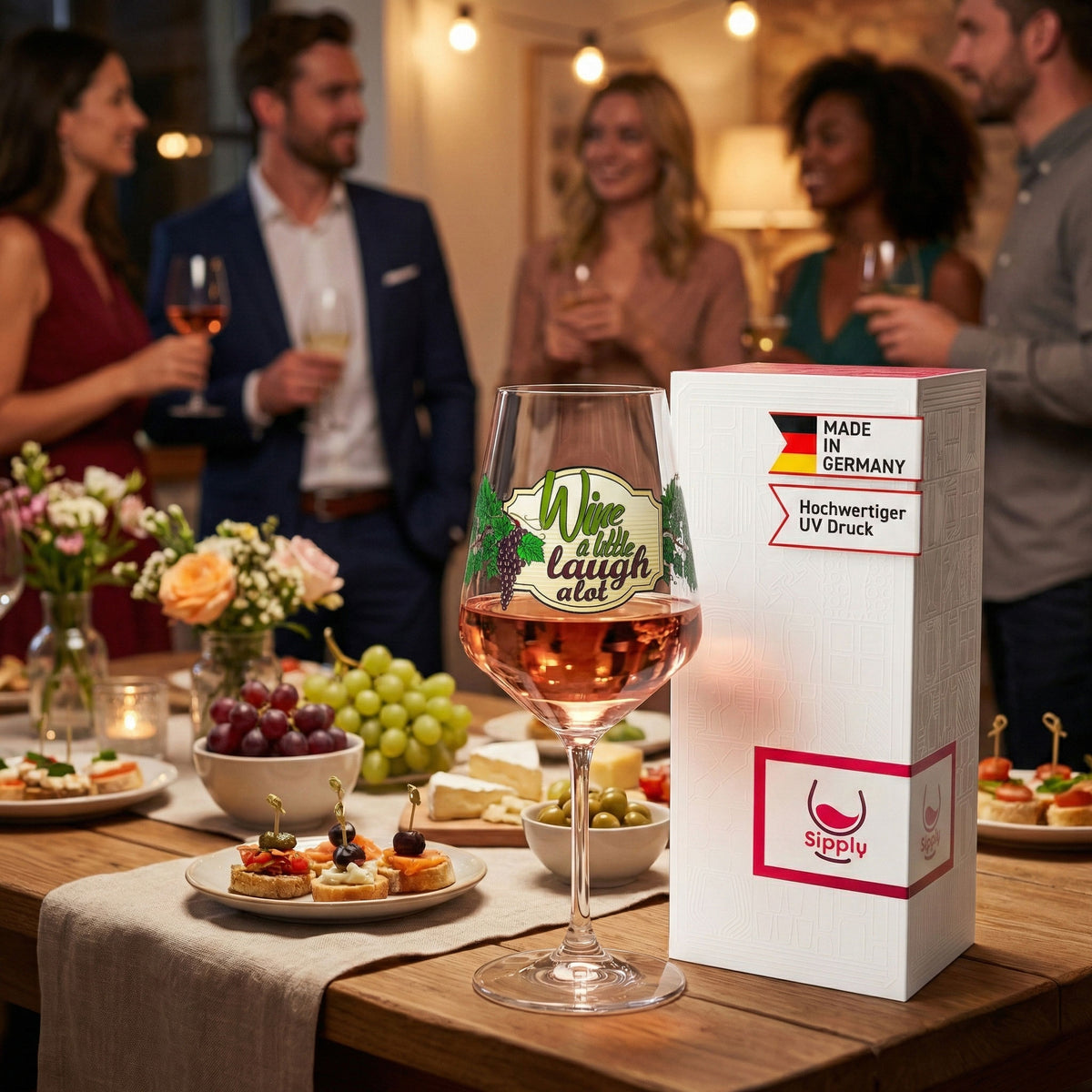 Sipply Weinglas mit Spruch Wine a little laugh a lot 0,5l – Ansicht 2