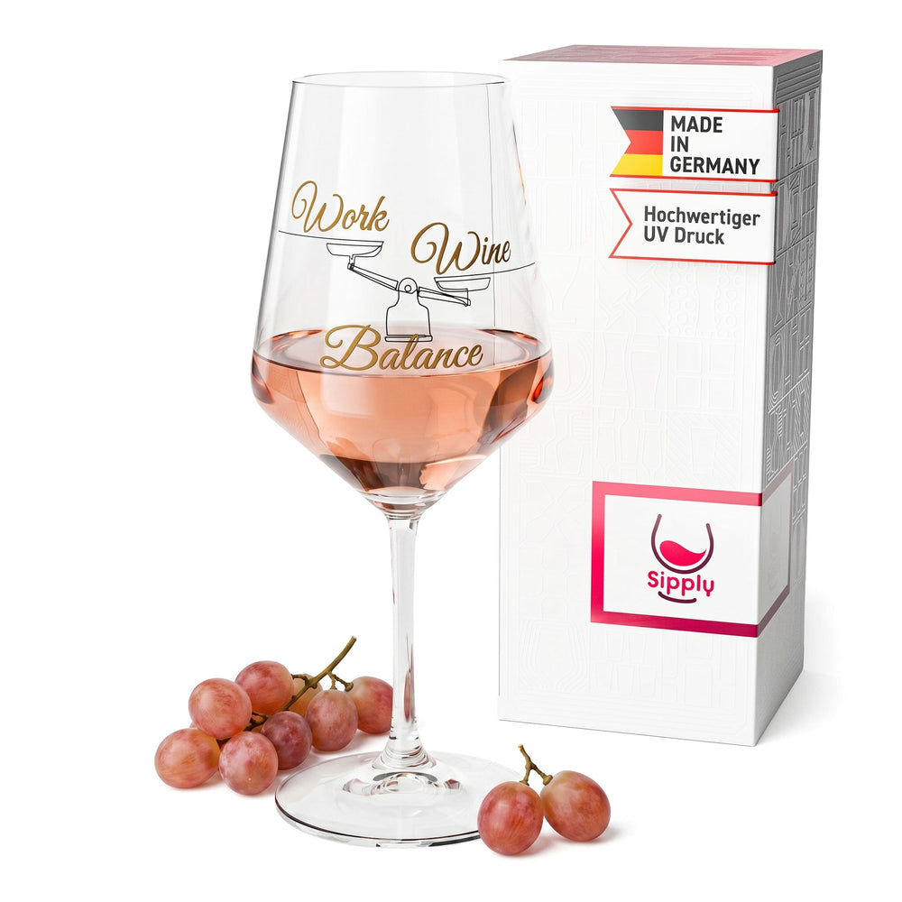 Sipply Weinglas mit Spruch Work Wine Balance 0,5l
