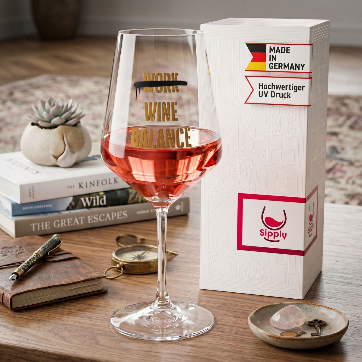 Sipply Weinglas mit Spruch Work Wine Balance 0,5l – Ansicht 3