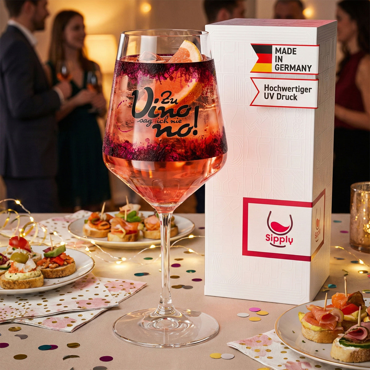 Sipply Weinglas mit Spruch Zu Vino sag ich nie no! 0,5l mit Transparenz-Effekt – Ansicht 2