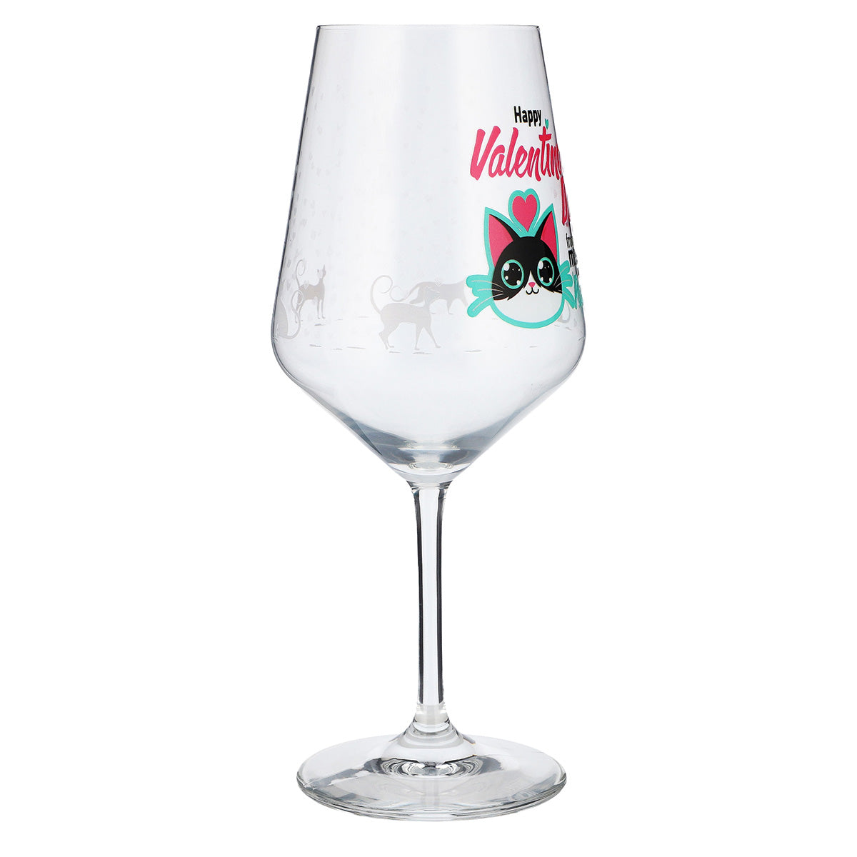 Sipply Weinglas zum Valentinstag mit Katze + Spruch "Happy Valentines Day" Geschenk 0,5l – Ansicht 7