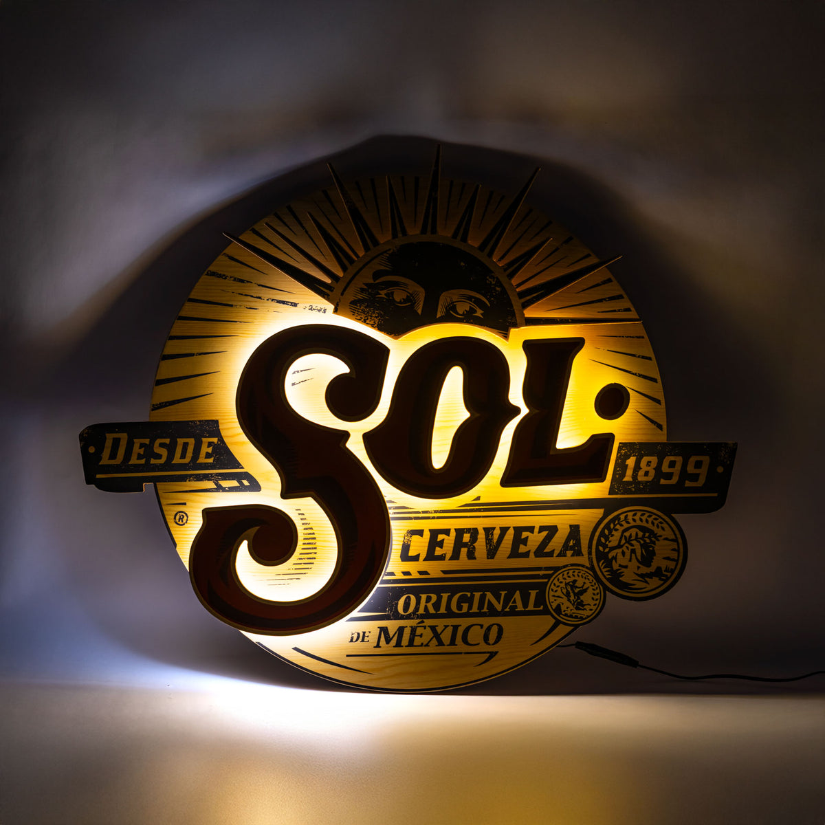 Sol Bier Echtholz LED Leuchtreklame Leuchtwerbung "Cerveza 1899" – Ansicht 5