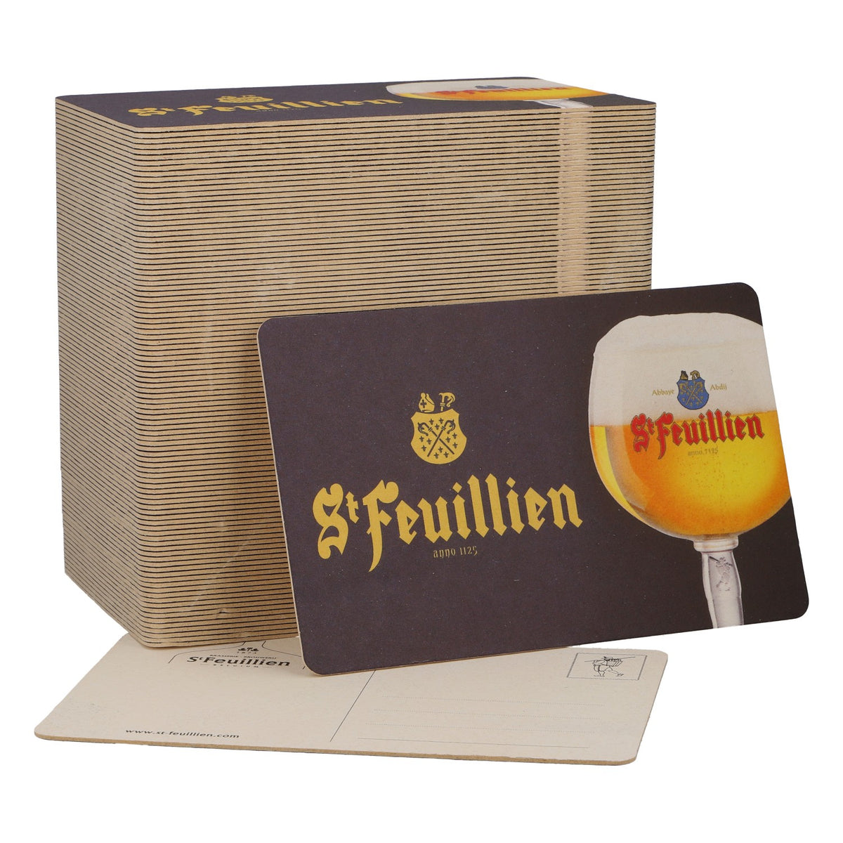 St. Feuillen Bier Bierdeckel Untersetzer 1125 neu Papier schwarz Coaster