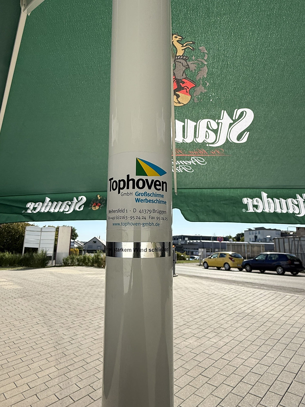Stauder Bier Sonnenschirm 3,5x3,5m Brauerei Gastro Biergarten Schirm – Ansicht 3