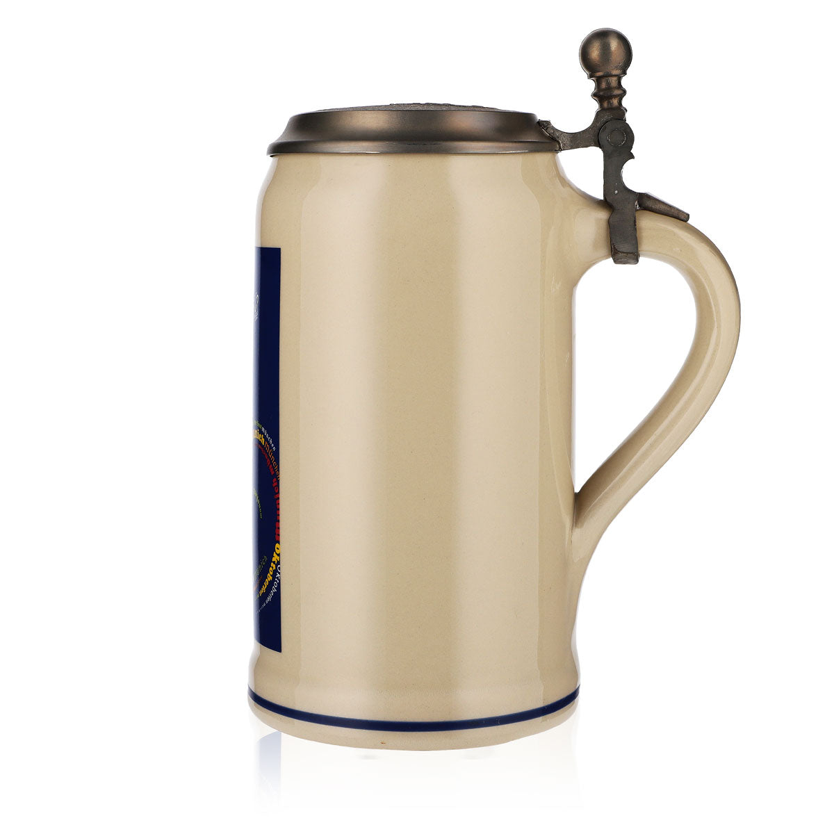 Steingut Bierseidel Glas 1,0l Tonkrug Oktoberfest München 2009 mit Zinndeckel – Ansicht 5