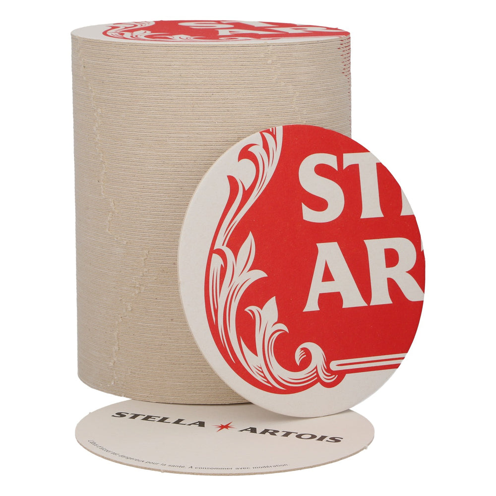 Stella Artois Bier Bierdeckel Durchmesser 10,5cm Untersetzer neu Papier rot