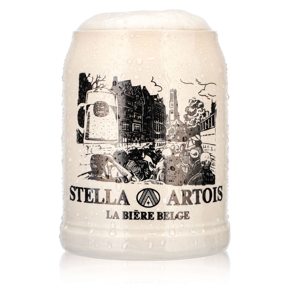 Stella Artois Bier Glas Tonkrug Bierseidel 0,5l Stadt La Biere Belge Steingut