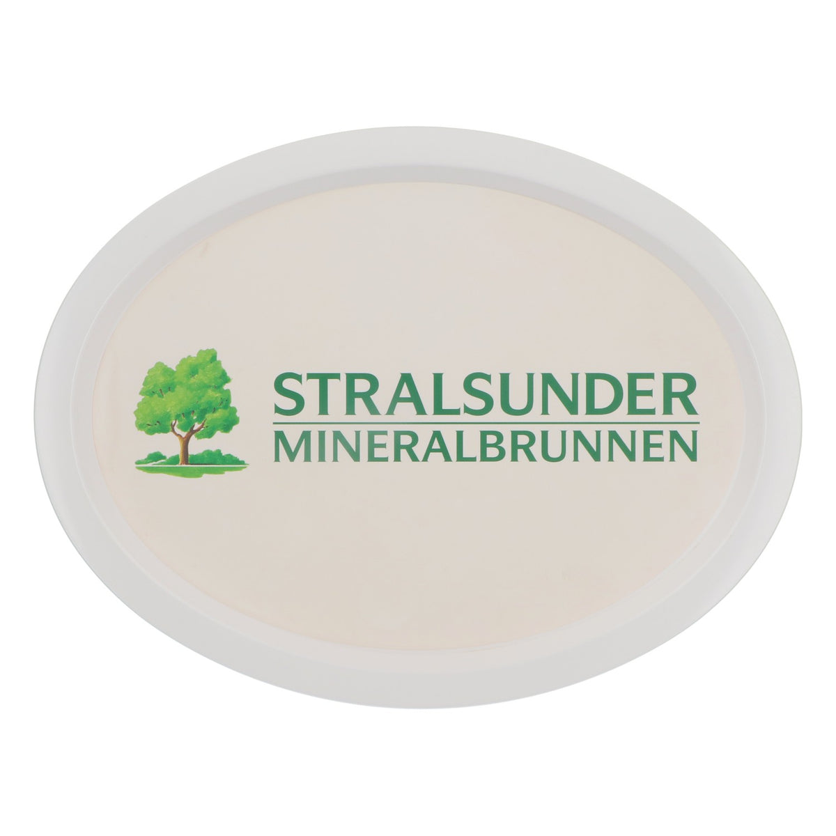 Stralsunder Bier Tablett Kellnertablett Rundtablett Weiß Oval "Mineralbrunnen"