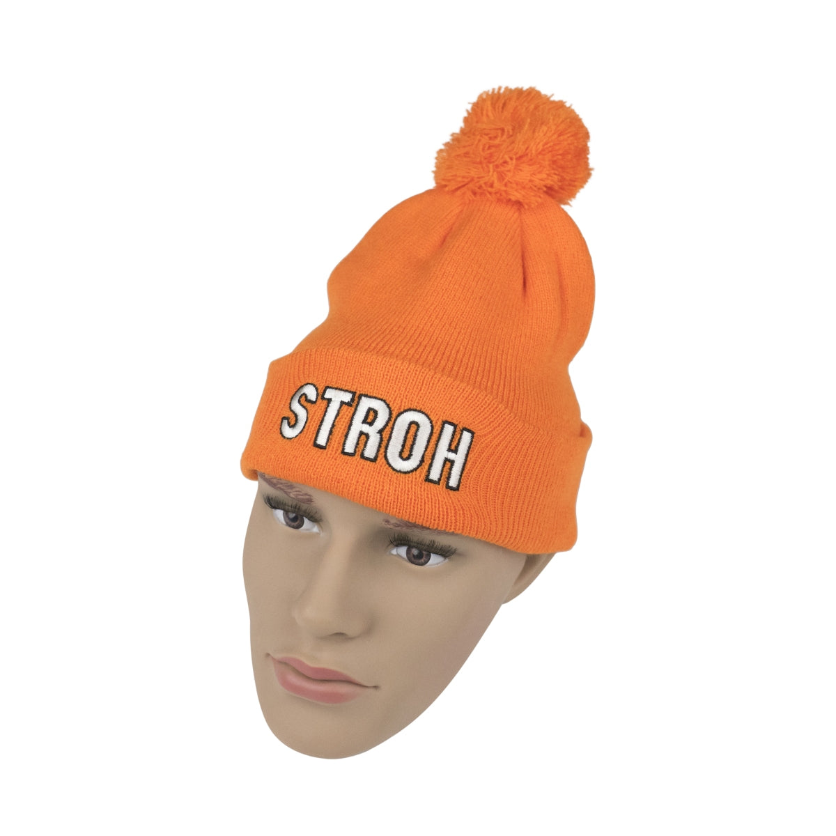 Stroh Rum Beanie Strick Woll Bommel Winter Mütze One-Size Unisex Cap Hat Kappe – Ansicht 3